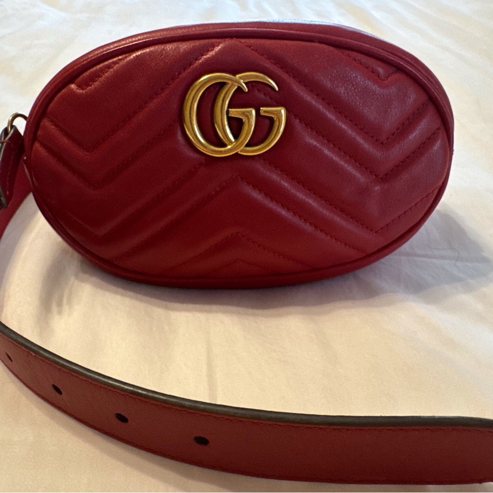 Luxe Leisure Red GG Quilted Belt Bag